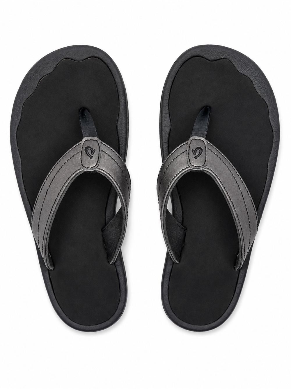 OluKai 'Ohana Black Pewter Flip Flop Sandals Size 7 for women
